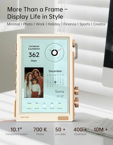 Divoom Times Frame101 WiFi Digital Picture Frame with 64GB Free App with No Subscription Fees Supports Uploading PhotosVideosCalendarsWeatherSports Scores and Various DIY Content - Image 3