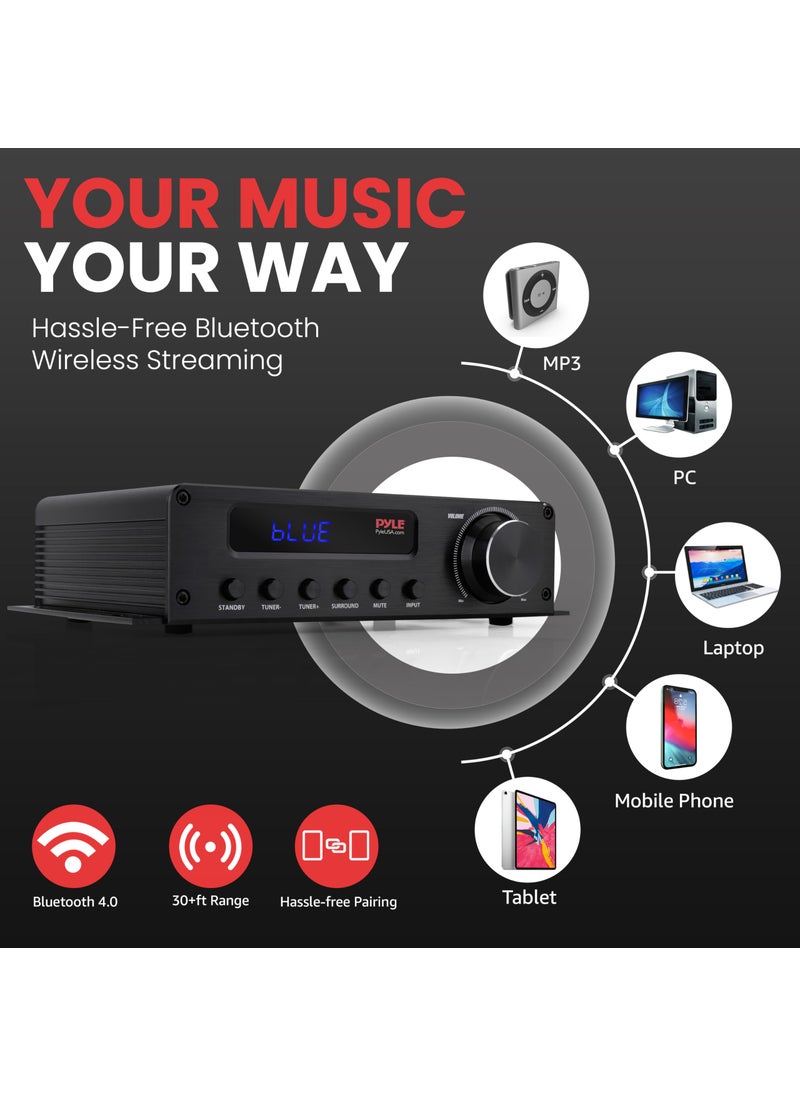 Pyle Pyle 100W 5 Channel Audio Amplifier - Wireless Bluetooth Home Theater Power Stereo Receiver with Surround Sound w/HDMI, AUX, FM Antenna, Subwoofer Speaker Input, 12V Adapter - PFA540BT.6  - Image 3