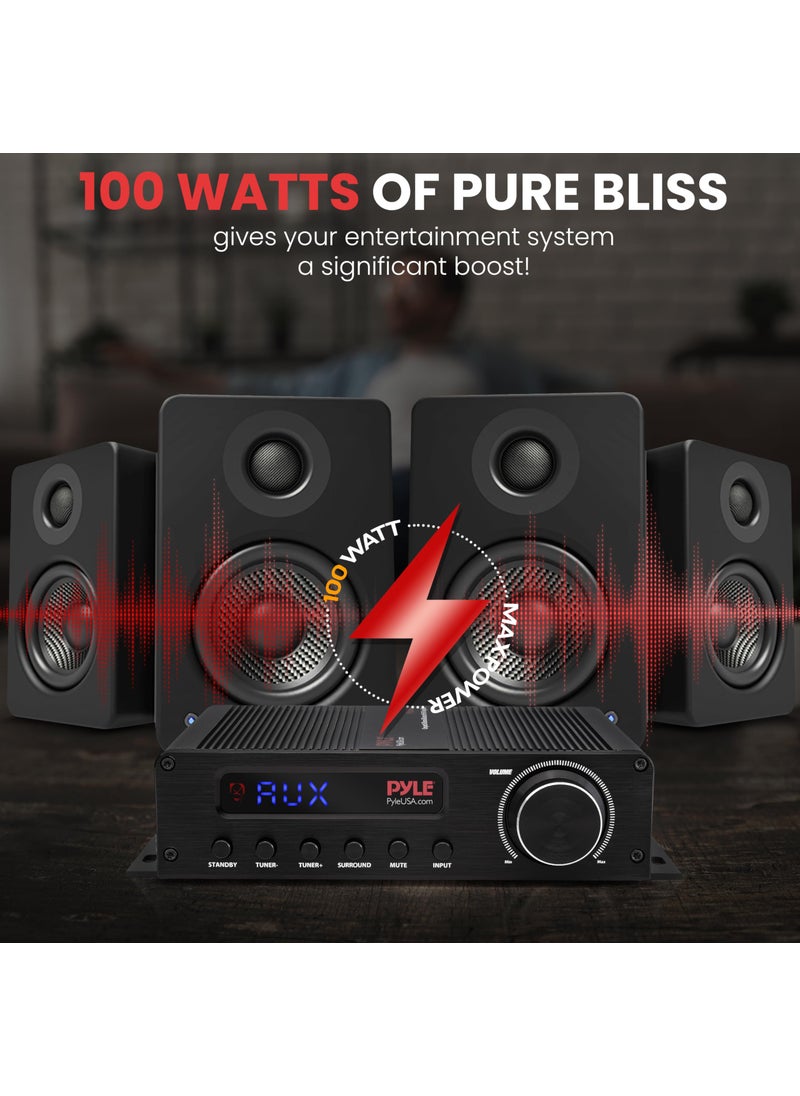 Pyle Pyle 100W 5 Channel Audio Amplifier - Wireless Bluetooth Home Theater Power Stereo Receiver with Surround Sound w/HDMI, AUX, FM Antenna, Subwoofer Speaker Input, 12V Adapter - PFA540BT.6  - Image 2