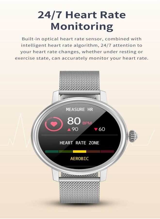 HW - Stylish Smart Sports Watch With 1.19-Inch High-Resolution Oled Screen, Compatible With Apple And Android  silver - Image 1