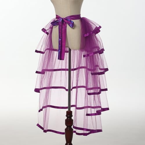 GRACEART Steampunk Sparkle Sequin Tulle Tutu Bustle Skirts 6 Layer Overskirt Tie-on Belt - Image 2