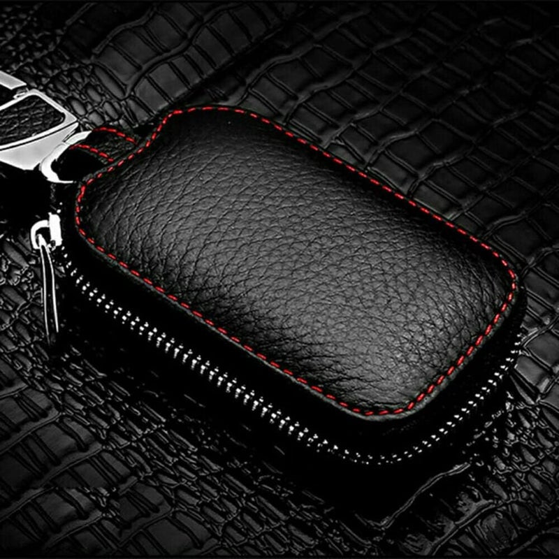 Car Key Holder Cover Key Chain Bag Leather Remote Fob Zipper Case - Fits Over 96% of Market Model Keys - Image 4