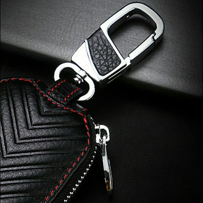 Car Key Holder Cover Key Chain Bag Leather Remote Fob Zipper Case - Fits Over 96% of Market Model Keys - Image 5