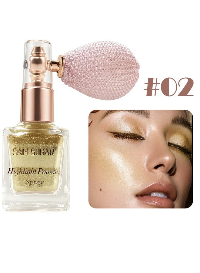 SAM SUGAR Highlight Powder Spray | Glow Shimmer Spray, Shimmer Body Oil Liquid Easy To Push Away Natural Moisture Glitter Face Brightening Glow Pearl Highlighter Illuminator Shine Contouring Makeup For Face And Body(#02Gold) - Image 1