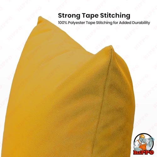 HIPPO Water Repellent Outdoor Cushion Cover Solution Dyed Polyester, UV Resistant, Non-Fading Fabric, Without Insert, Outdoor Pillow Cover for Balcony, Patio (Yellow | 16INX16IN | Pack of 2) - Image 5
