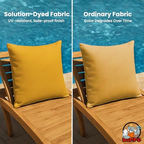 HIPPO Water Repellent Outdoor Cushion Cover Solution Dyed Polyester, UV Resistant, Non-Fading Fabric, Without Insert, Outdoor Pillow Cover for Balcony, Patio (Yellow | 16INX16IN | Pack of 2) - Image 3