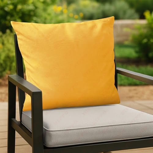 HIPPO Water Repellent Outdoor Cushion Cover Solution Dyed Polyester, UV Resistant, Non-Fading Fabric, Without Insert, Outdoor Pillow Cover for Balcony, Patio (Yellow | 16INX16IN | Pack of 2) - Image 1