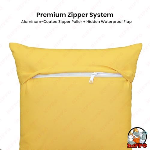 HIPPO Water Repellent Outdoor Cushion Cover Solution Dyed Polyester, UV Resistant, Non-Fading Fabric, Without Insert, Outdoor Pillow Cover for Balcony, Patio (Yellow | 16INX16IN | Pack of 2) - Image 4