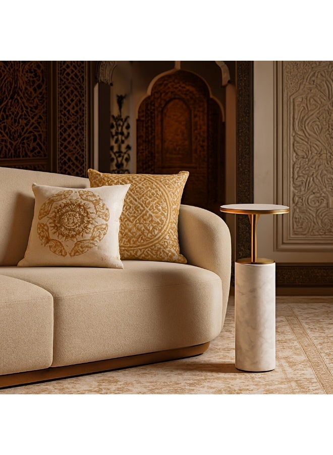 Handmade Side table with natural marble base & Top - Image 1