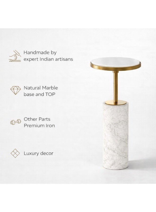 Handmade Side table with natural marble base & Top - Image 5