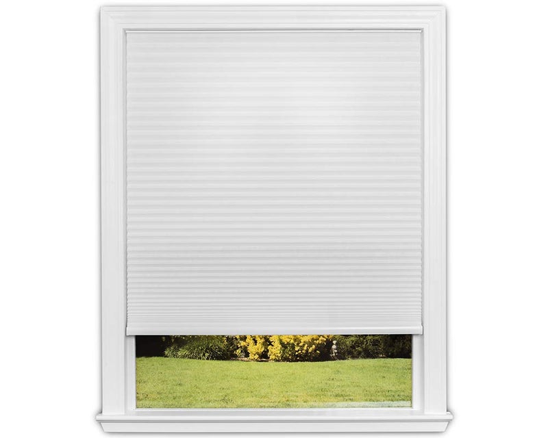 Redi Shade No Tools Easy Lift TrimatHome Cordless Cellular Light Filtering Fabric Shade White 36 W x 64 L Fits windows 19 36