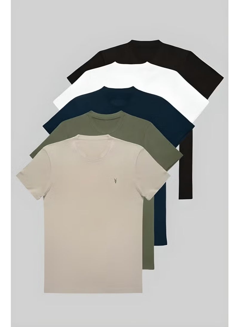 Four Man Cotton Textured 5 Piece T-Shirt Set - Image 1
