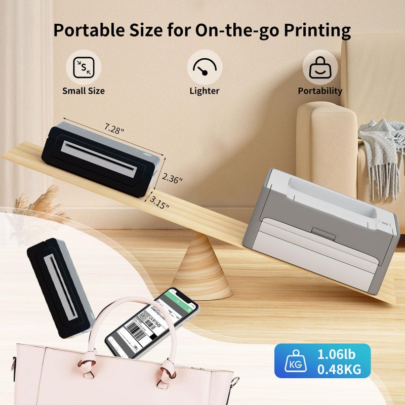 Gloryang Bluetooth Thermal Shipping Label Printer, 4X6 Inkless Label Machine for iOS, Android, Laptop, Wireless Printer for Small Business, Compatible with Amazon, UPS, Shopify, Black - Image 2