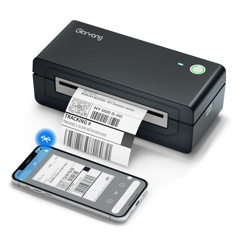 Gloryang Bluetooth Thermal Shipping Label Printer, 4X6 Inkless Label Machine for iOS, Android, Laptop, Wireless Printer for Small Business, Compatible with Amazon, UPS, Shopify, Black - Image 1