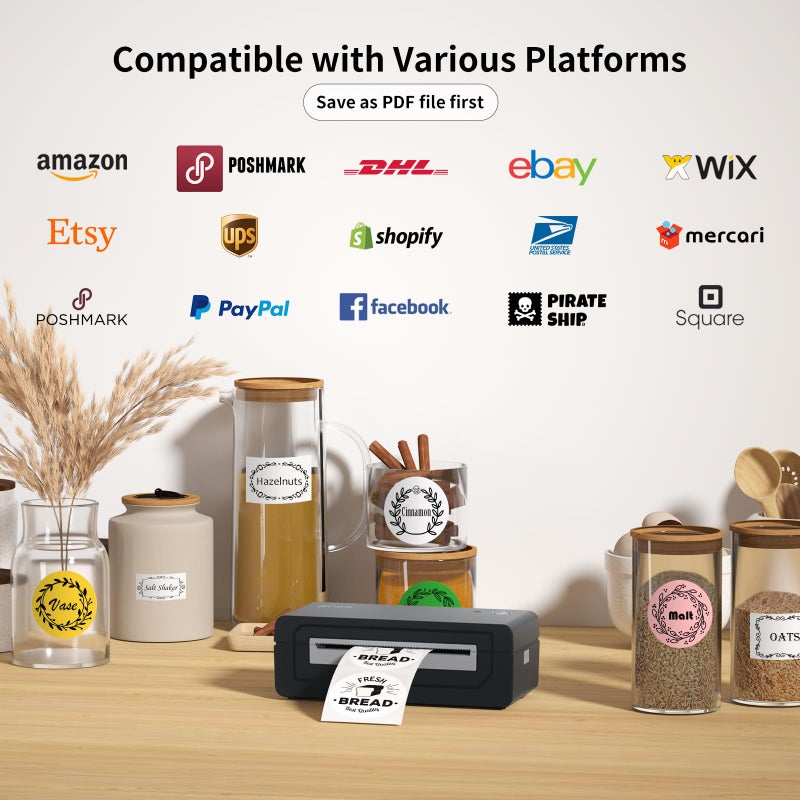 Gloryang Bluetooth Thermal Shipping Label Printer, 4X6 Inkless Label Machine for iOS, Android, Laptop, Wireless Printer for Small Business, Compatible with Amazon, UPS, Shopify, Black - Image 5