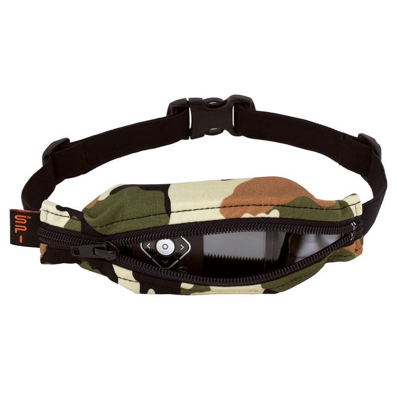 SPIbelt Kids Pocket Belt, Expandable Pocket, Adjustable Waist, No Bounce, No Logo Band, Camo with Black Zipper - Image 1
