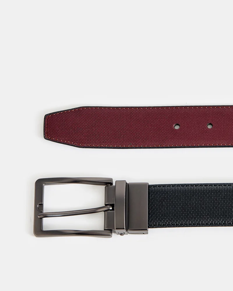 REDTAG Men Black and Beige And Twist Buckle Belt