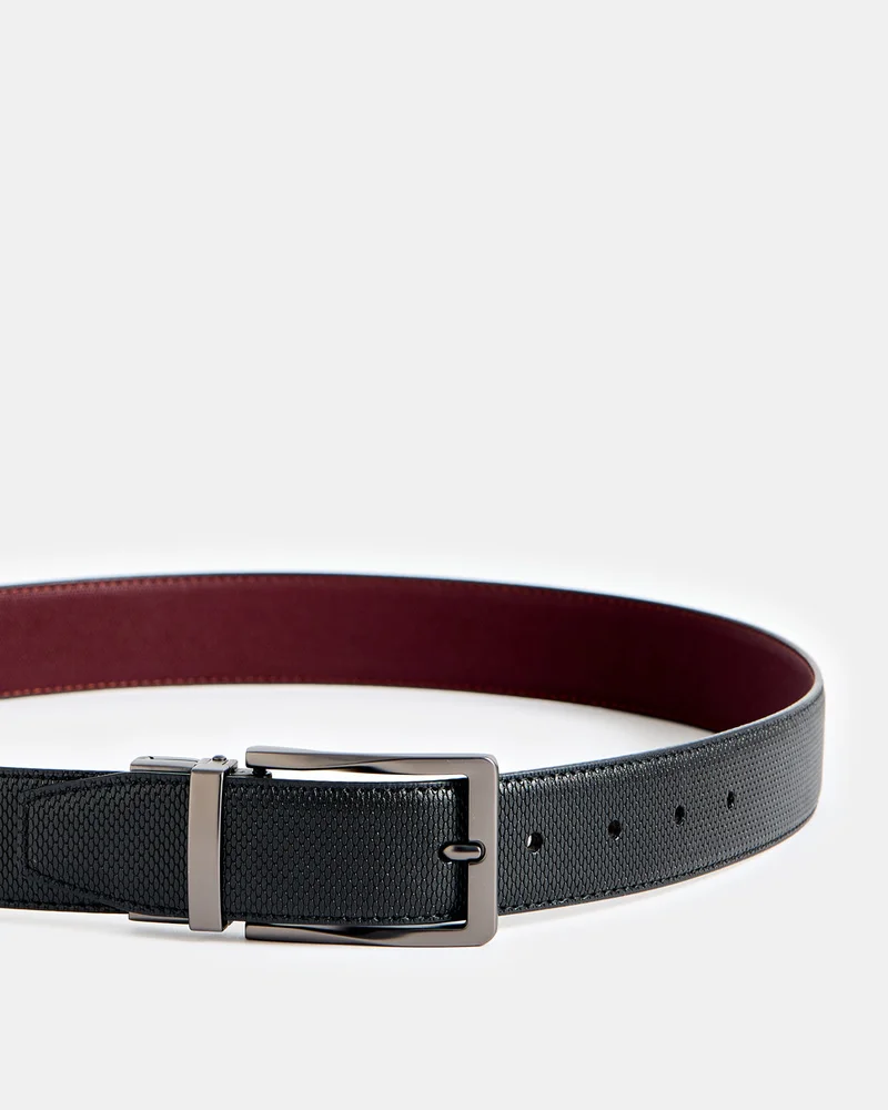 REDTAG Men Black and Beige And Twist Buckle Belt