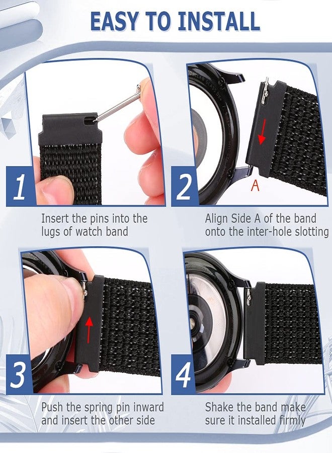 AVOD 20mm Nylon Quick Release Band Compatible with Samsung Galaxy Watch 7 6 5 4 40mm 44mm/Garmin Vívoactive 6/5/3/3 Music/Forerunner 570 42mm/55/158/165/245/645/Amazift Active 2/Active/T-Rex 3 Pro 44mm - Image 4