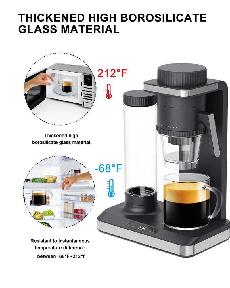LUXU Glass Coffee Mugs Set of 4,14 oz Clear Coffee Cups,Hand Blown&Seamless Design,Heat Resistant and Explosion-Proof,Lightweight Tea Mugs with Anti Scald Handle Ideal for Home,Cafe - Image 3