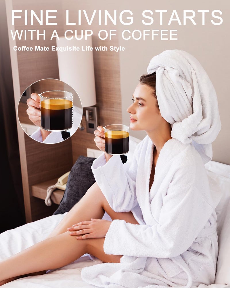 LUXU Glass Coffee Mugs Set of 4,14 oz Clear Coffee Cups,Hand Blown&Seamless Design,Heat Resistant and Explosion-Proof,Lightweight Tea Mugs with Anti Scald Handle Ideal for Home,Cafe - Image 2