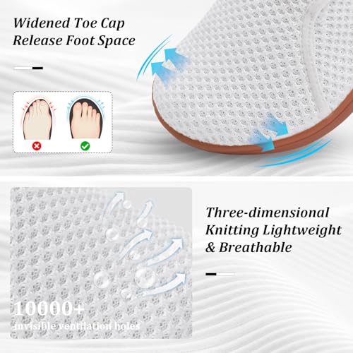 Scurtain Wide Barefoot Walking Shoes White Nurse Shoes for Women Comfortable Diabetic Maternity Pregnancy Bunion Neuropathy Edema Shoes Summer Sneakers Size 105 - Image 3