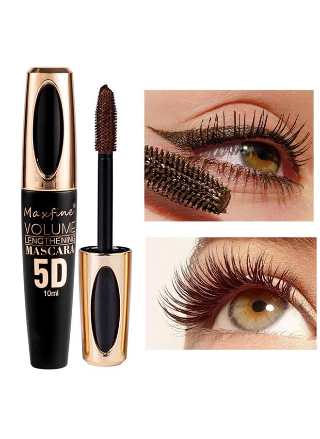Maxfine - Mascara Volume Lengthening，5D Silk Fiber Mascara with Folding Eyelash Comb Brush,Liquid Colored Mascara Lash Extensions,Waterproof, Sweat-proof, Non-blooming, Long and Multi-color Base#02 - Image 1