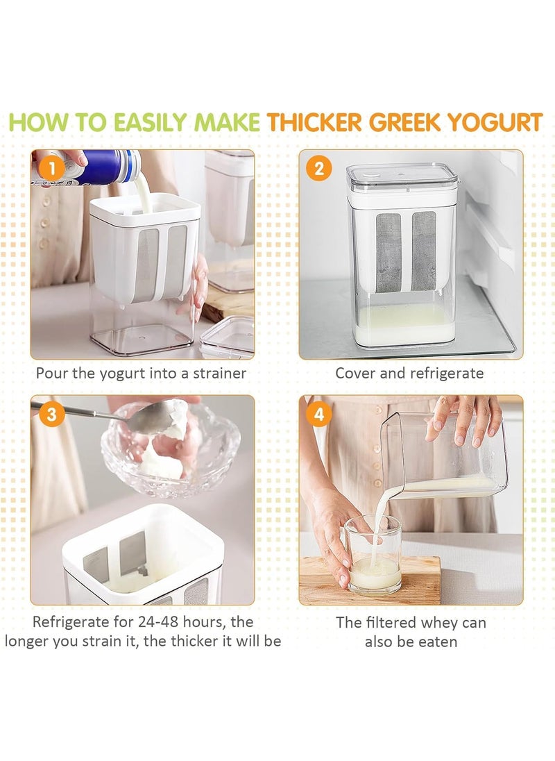 LIGHTNIING HAMMERZ - LIGHTNIING HAMMERZ Hung Curd Strainer Box Curd Maker and Greek Yogurt Maker 1100ml Fine Mesh Strainer with Lid Multifunctional Yoghurt Filter Curd Maker for Home Whey Separator - Image 1