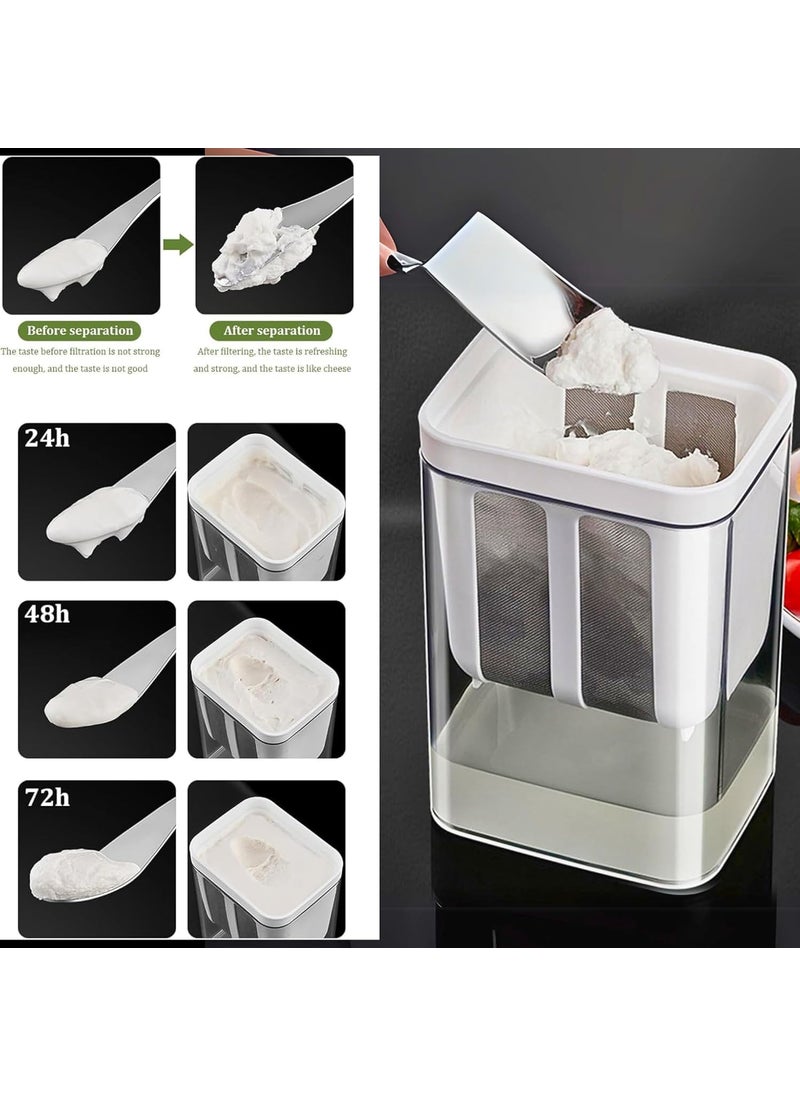 LIGHTNIING HAMMERZ - LIGHTNIING HAMMERZ Hung Curd Strainer Box Curd Maker and Greek Yogurt Maker 1100ml Fine Mesh Strainer with Lid Multifunctional Yoghurt Filter Curd Maker for Home Whey Separator - Image 1