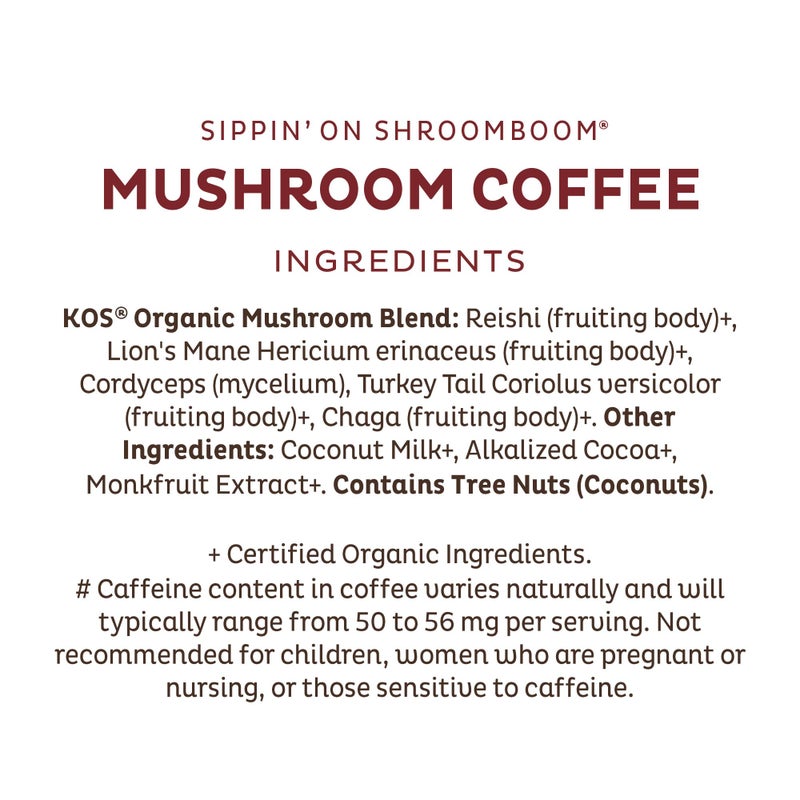 KOS Mushroom Coffee - USDA Certified Organic - Dark Chocolate Mocha Flavor - Mushroom Coffee Latte Powder with Reishi, Cordyceps, Lion's Mane, Chaga & Turkey Tail Mushrooms - Image 4