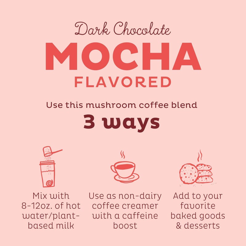 KOS Mushroom Coffee - USDA Certified Organic - Dark Chocolate Mocha Flavor - Mushroom Coffee Latte Powder with Reishi, Cordyceps, Lion's Mane, Chaga & Turkey Tail Mushrooms - Image 5