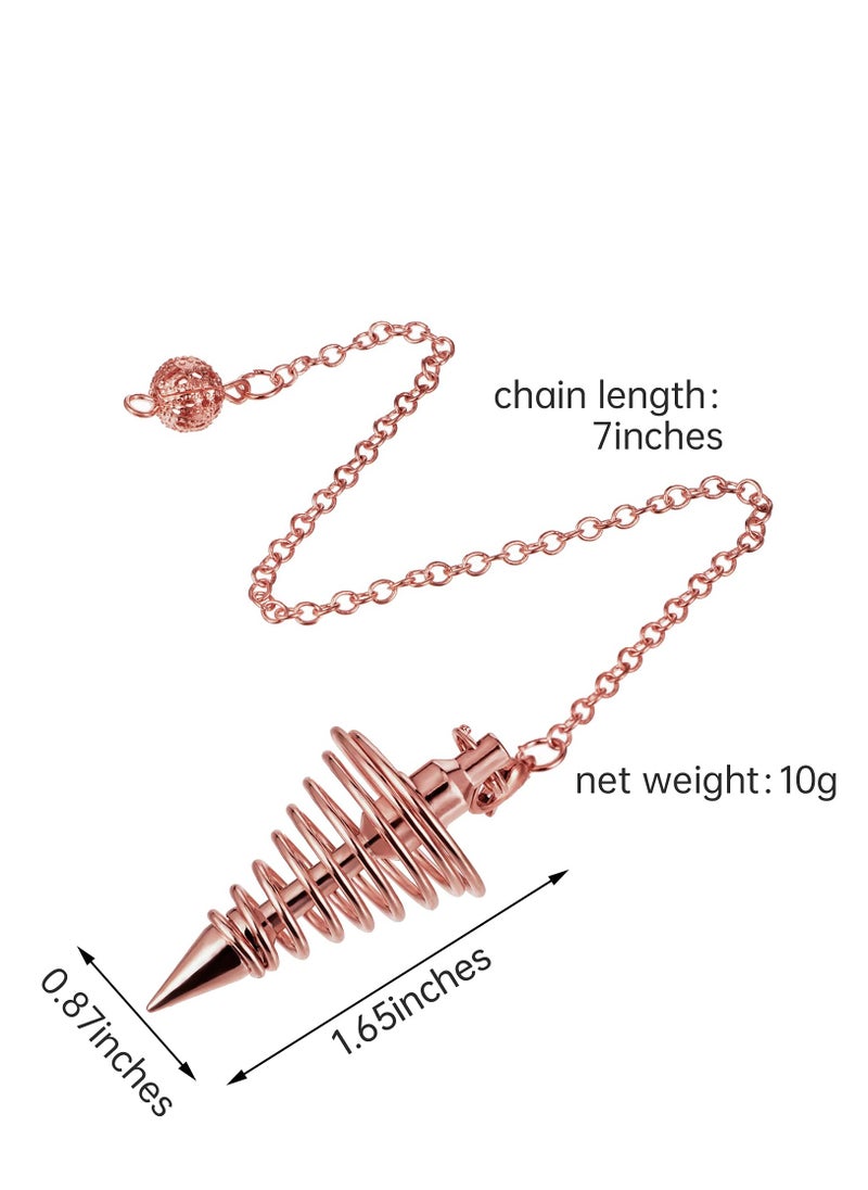 Excefore - 3 Pieces Copper Metal Dowsing Pendulum Divination Dower Reiki Healing Pendulum Chain Silver Spiral Coil Point Meditation Yoga Balancing Pendant - Image 1