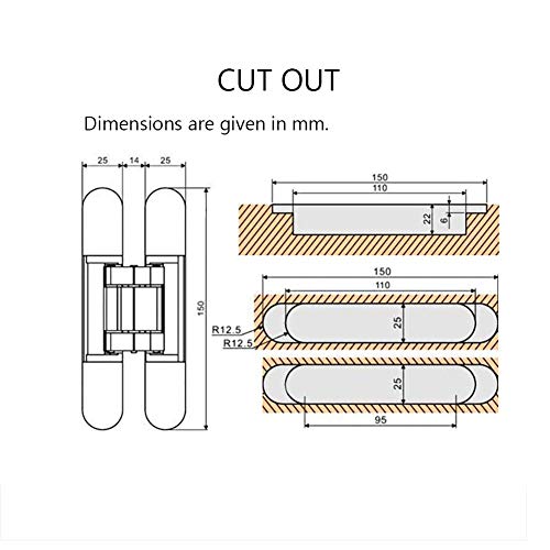 Alamic Concealed Door Hinges Heavy Duty Invisible Hidden Hinges 3-D Adjustable - 1 Pair - Image 5