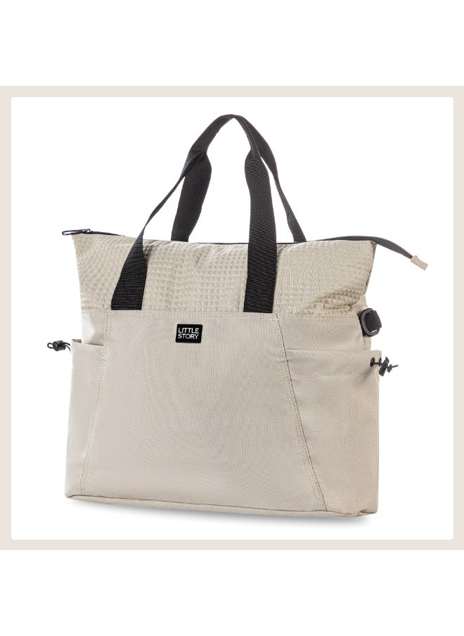 Little Story Little Story Mommy Diaper Bag w/ Changing Mat – Beige  - Image 4
