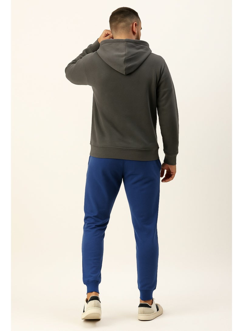 Men's Printed Hoodie & Joggers Tracksuit Set- Charcoal - Image 2