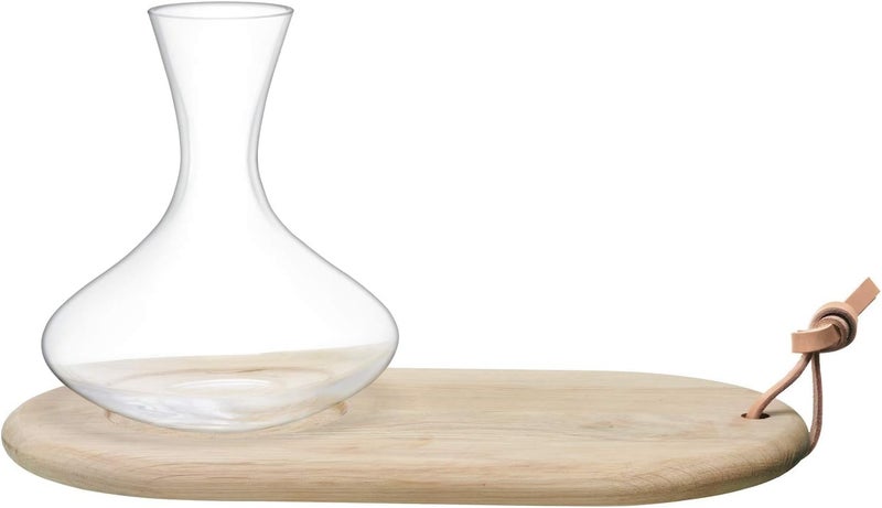 LSA Wine Carafe & Oak Cheese Board Set – 1.4L Glass Wine Decanter with Oak Serving Board for Cheese & Appetizers - Image 2