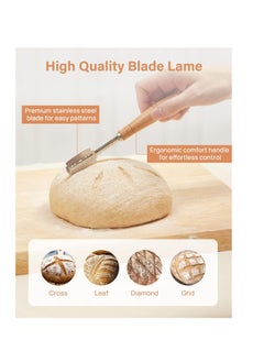 Kootek Kootek Banneton Bread Proofing Basket, 9 Inch Round Sourdough Starter Kit, Bread Baking Supplies Tools with Proofing Basket for Bread Making, Dough Whisk, Bread Lame, Banneton Basket Gift Set  - Image 3