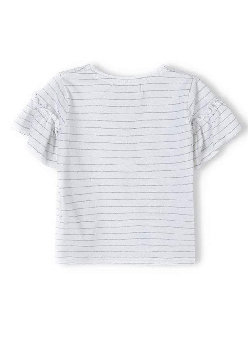 MINOTI Girls T-Shirt with Ruffle Sleeve Detail - Image 3
