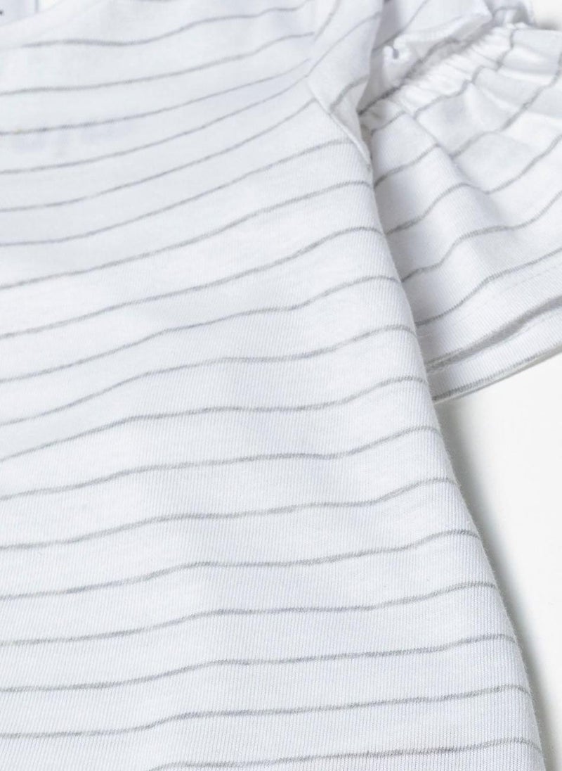 MINOTI Girls T-Shirt with Ruffle Sleeve Detail - Image 4