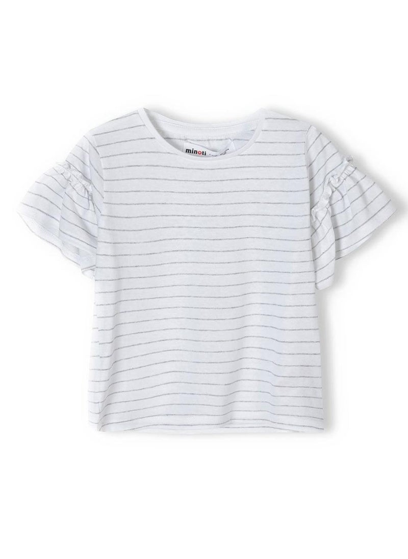 MINOTI Girls T-Shirt with Ruffle Sleeve Detail - Image 2