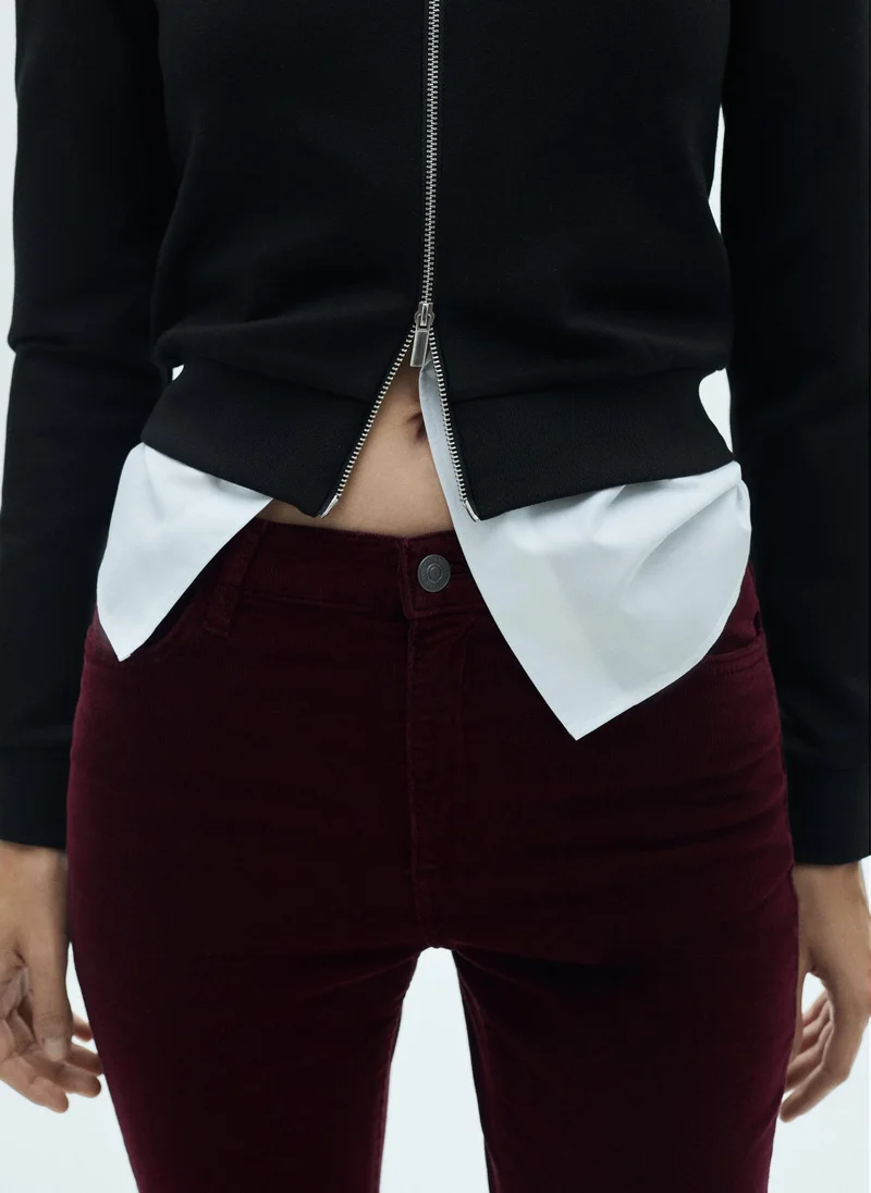 MANGO Sienna Flared Cropped Corduroy Trousers