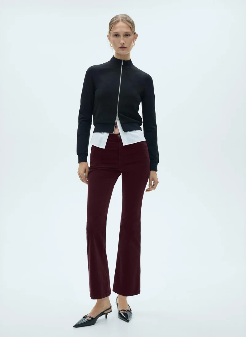 MANGO Sienna Flared Cropped Corduroy Trousers