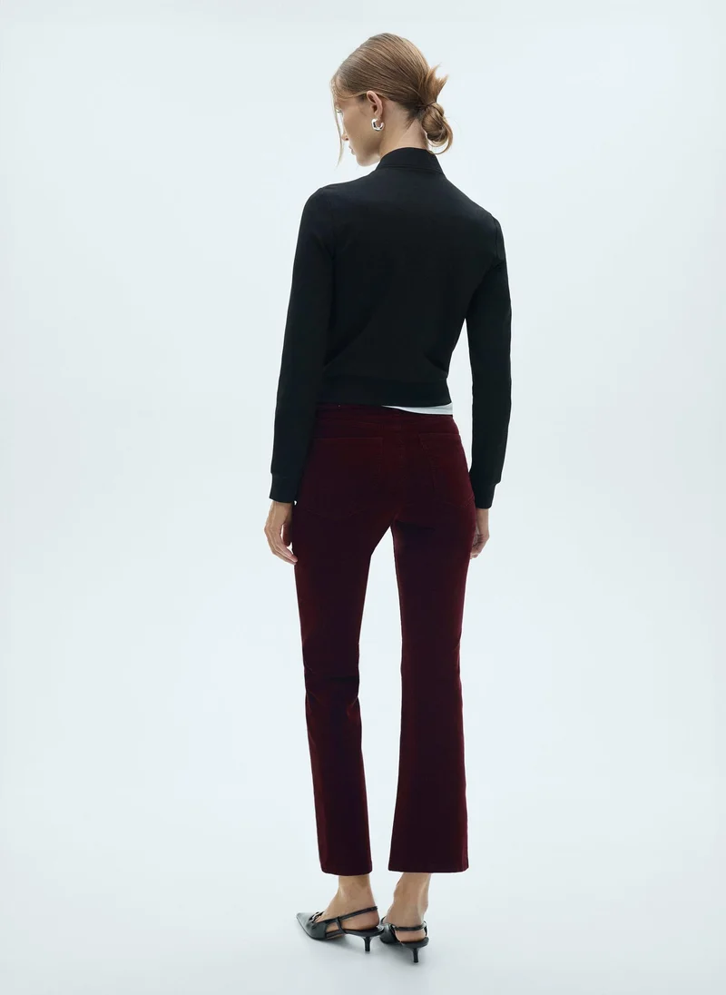 مانجو Sienna Flared Cropped Corduroy Trousers