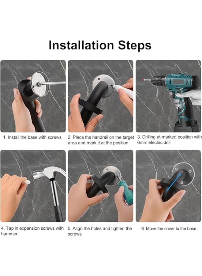 Bathroom Grab Bar, 24 in Non-Slip 201 Stainless Steel Bathroom Safety Grab Bar Oil Rubbed Black Hand Rail for Bathtub Toilet Kitchen Bedroom Shower, Concealed Screw Wall Mounted - Image 5