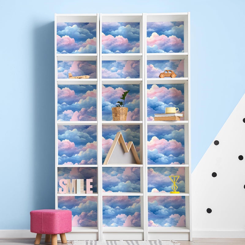 VaryStyle Aesthetic Cloud Wallpaper Bright Blue/Pink Sky Wallpaper Peel and Stick Contact Paper for Walls Nursery 17.7"x118" Decorative Self Adhesive Stick on Wall Paper for Bedroom Drawers Bathroom - Image 4