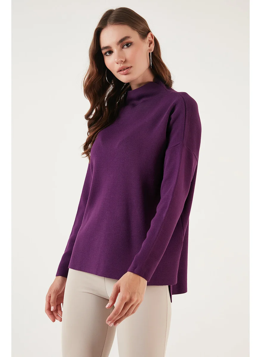 ليلا Long Back High Collar Fine Knitwear Sweater Women's Sweater 4615002