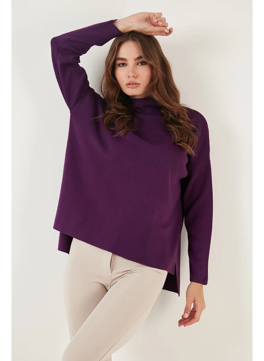ليلا Long Back High Collar Fine Knitwear Sweater Women's Sweater 4615002