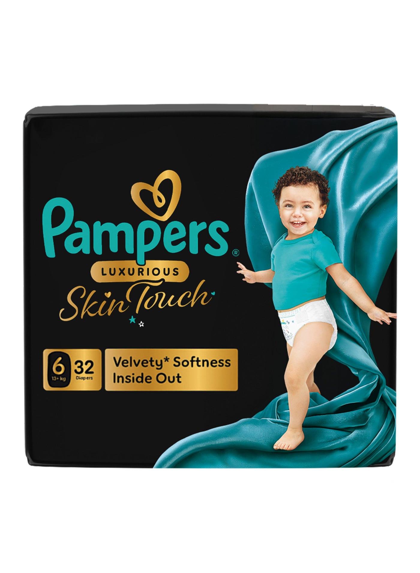 Pampers Luxurious Skin Touch with Luxurious Velvety Softness Inside Out Size 6 13+kg Premium Diapers For Toddlers