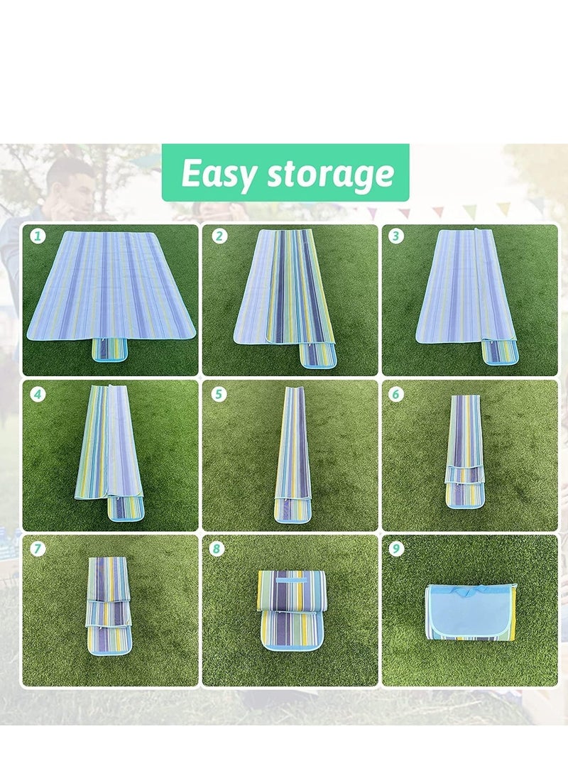 Generic Foldable Picnic Blanket Waterproof Beach Blanket Waterproof Picnic Blanket Portable Picnic Mat Portable Beach Mat For Outdoor Camping Family Outdoor Park Garden 200×150cm  - Image 5