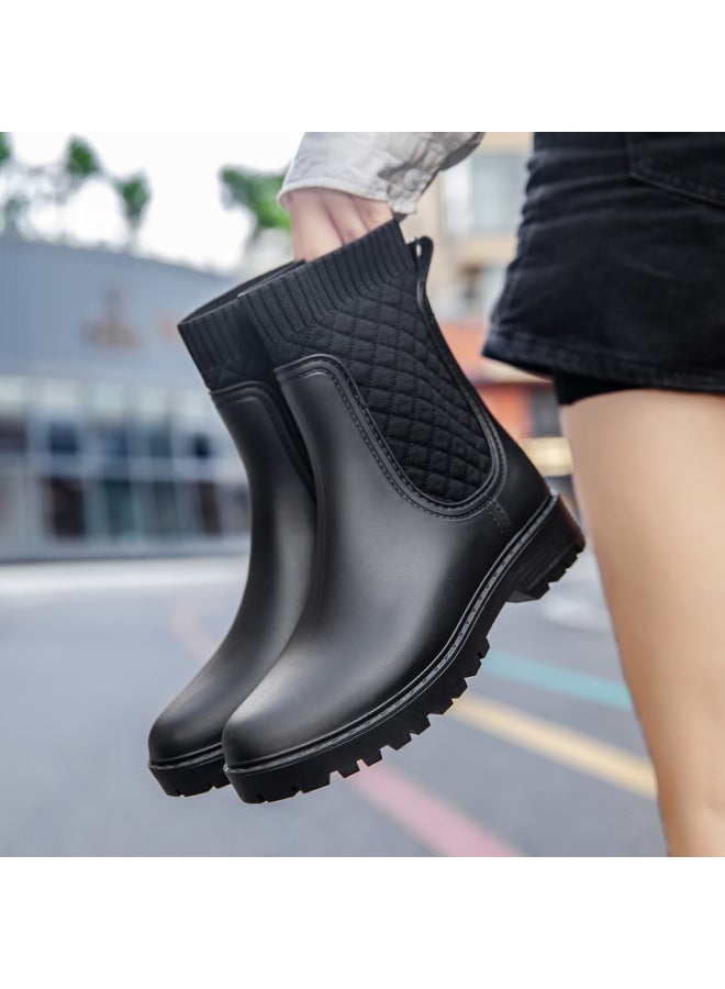 Rain Boots Women's Waterproof Rain Boots Women's Outdoor New Water Boots Style Waterproof Wear-resistant Water Boots Thick Sole Rubber Shoes For Women